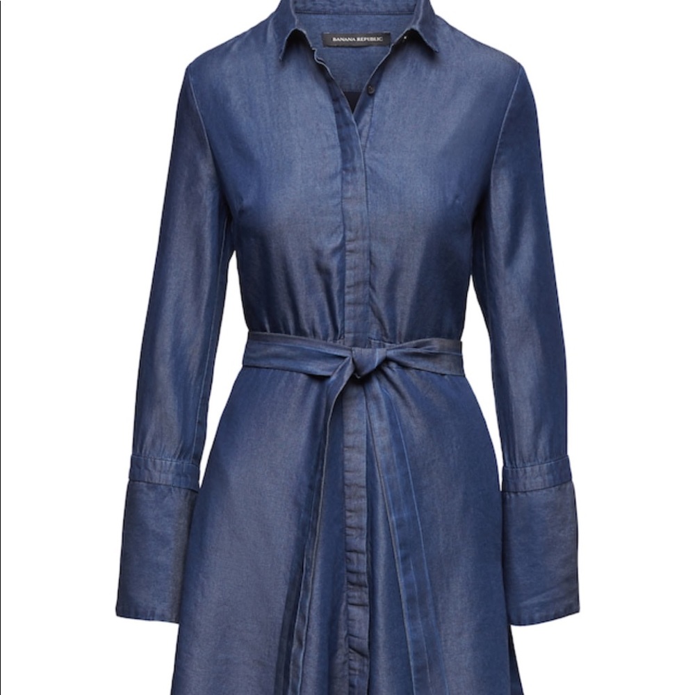 Banana Republic TENCEL™ Fit-and-Flare Shirt Dress - Picture 2 of 3